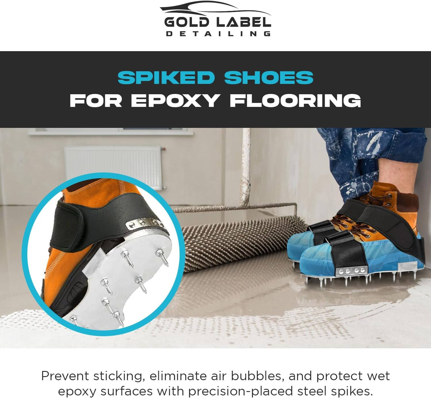Epoxy Floor Spiked Shoes with 10 Pairs Protective Shoe Covers – Metal Plate Guni