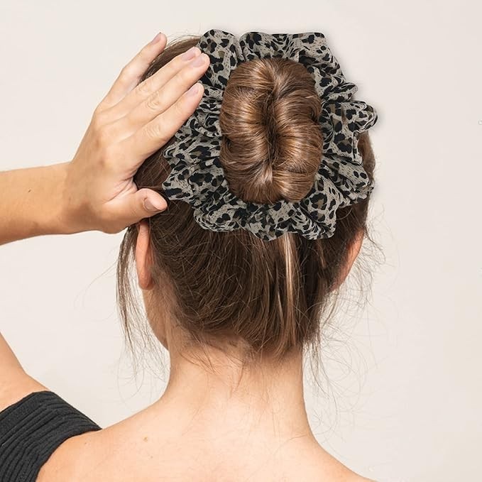 Leopard Scrunchies 6.5 inch Hair Ties Extra Large Elastic Hair Accessories Set 2