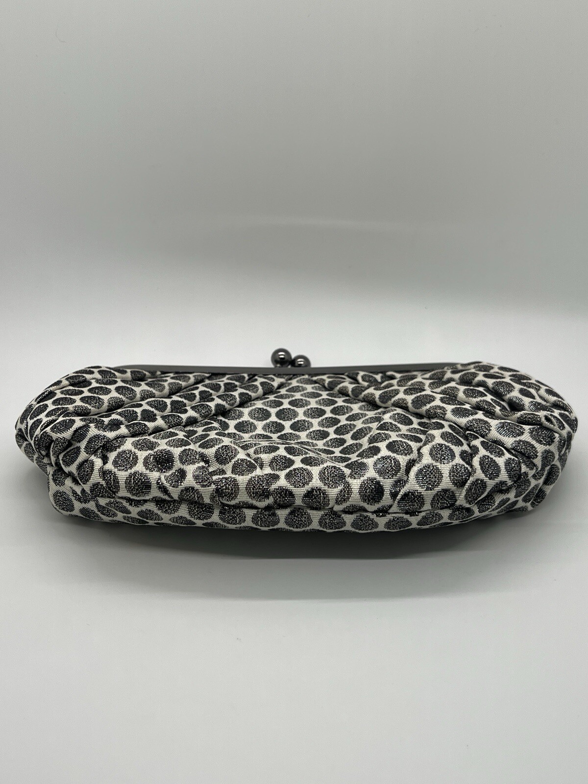 Kate Landry Evening Clutch Silver Metallic Polka Dots Silver Short Chain