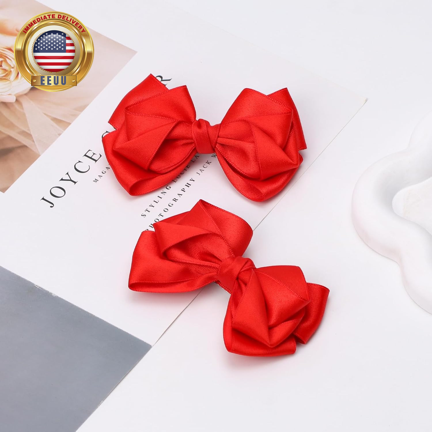 4.5 Inches Unique Hair Bows for Women Girls Thick Ribbon Boutique Alligator Clip