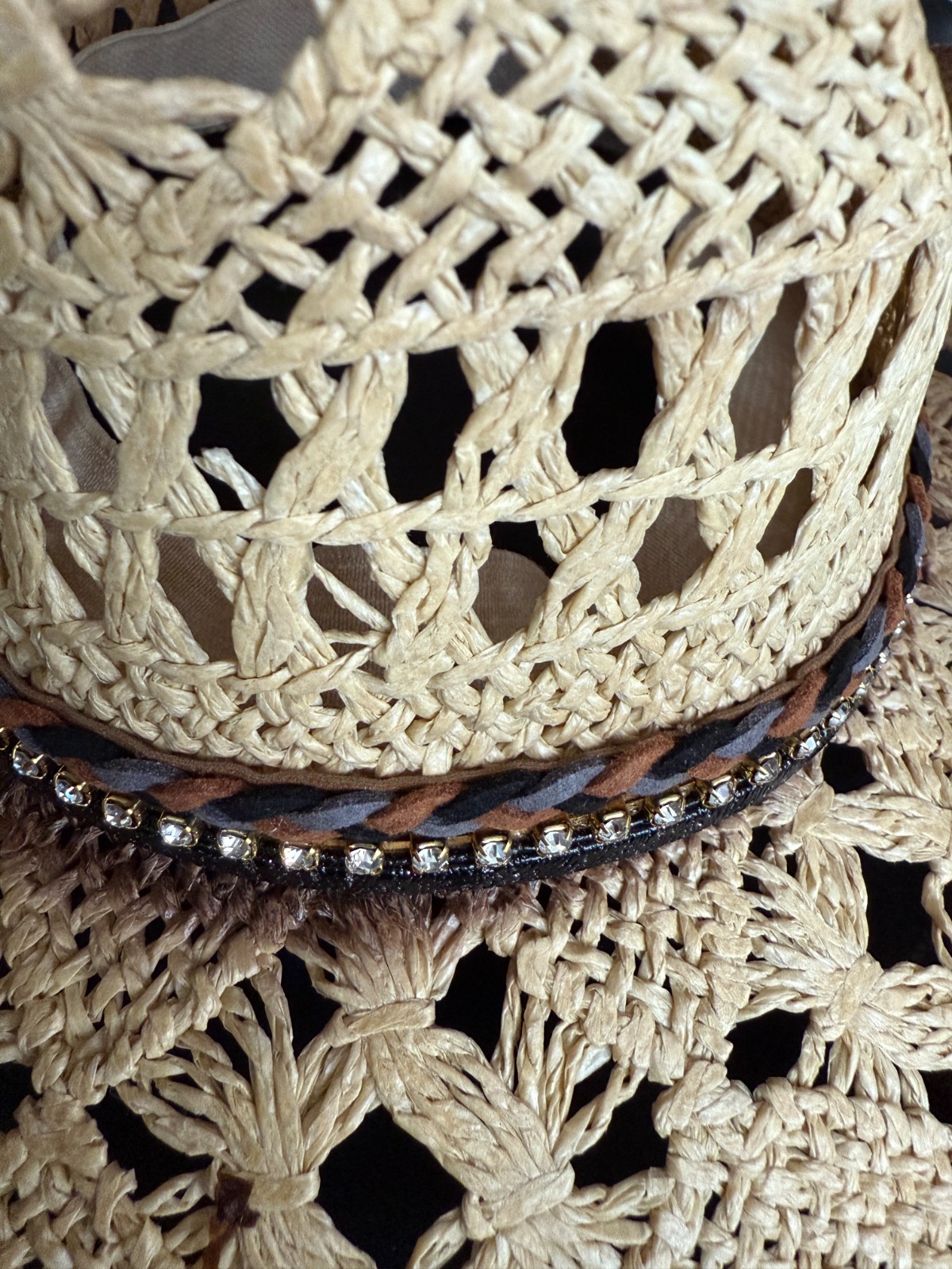Cowgirl Sparkle Hat Straw Vintage Leather Western Concert Women’s Cowboy Hat