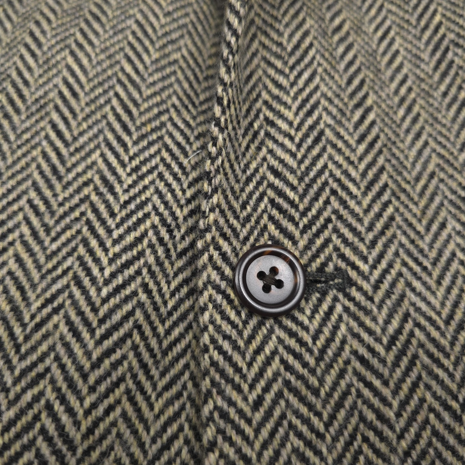 Polo Ralph Lauren Soft Herringbone Sport Coat Mens 42R Black Beige Wool Blazer