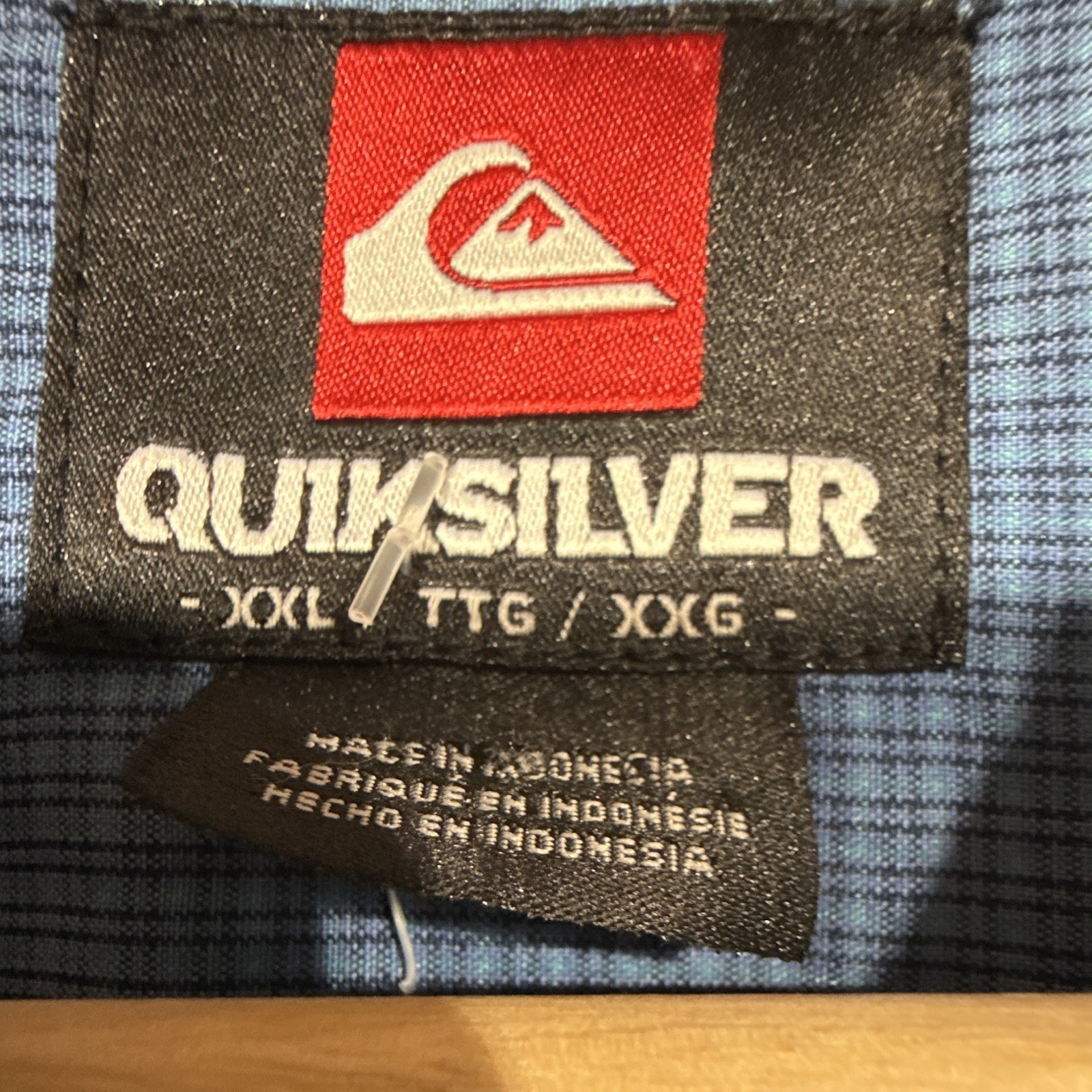 Quiksilver Waterman Men’s 2XL Blue Check Woven Button-Up Shirt SS Pockets