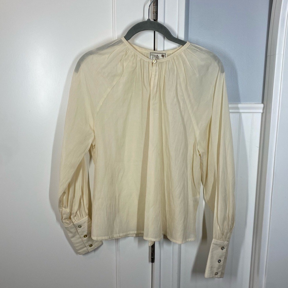 Mille Resort & Travel Florian Top in cream cotton voile size xs