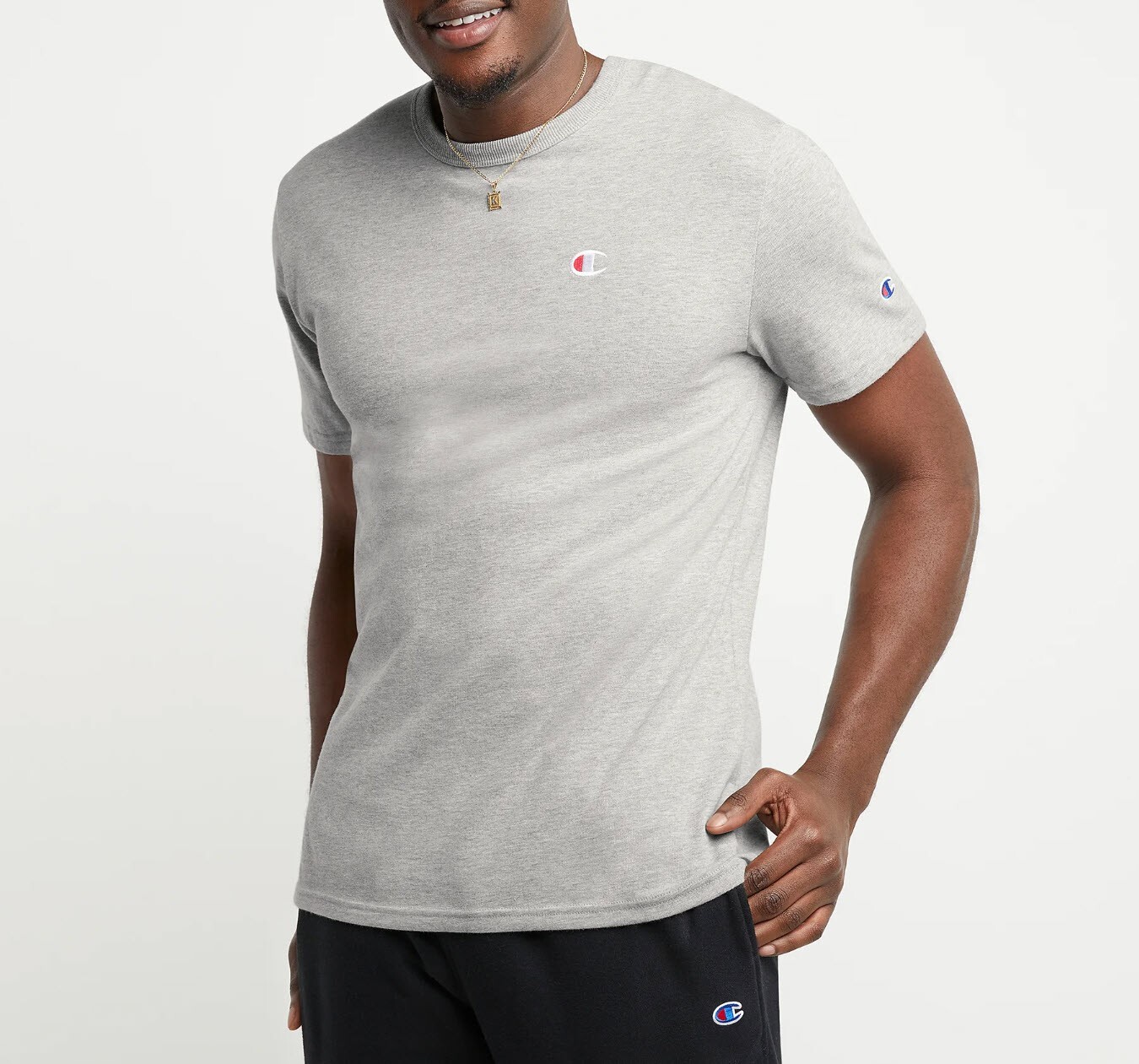 Champion Men HERITAGE C LOGO SHORT-SLEEVE T-SHIRT Oxford Grey M #GT19