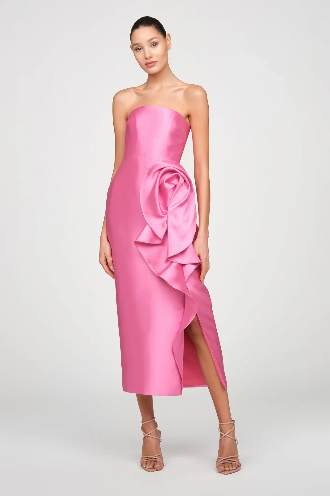 NWT Theia Marla Strapless Sculptural Drape Cocktail Dress Sunlit Pink Size 10