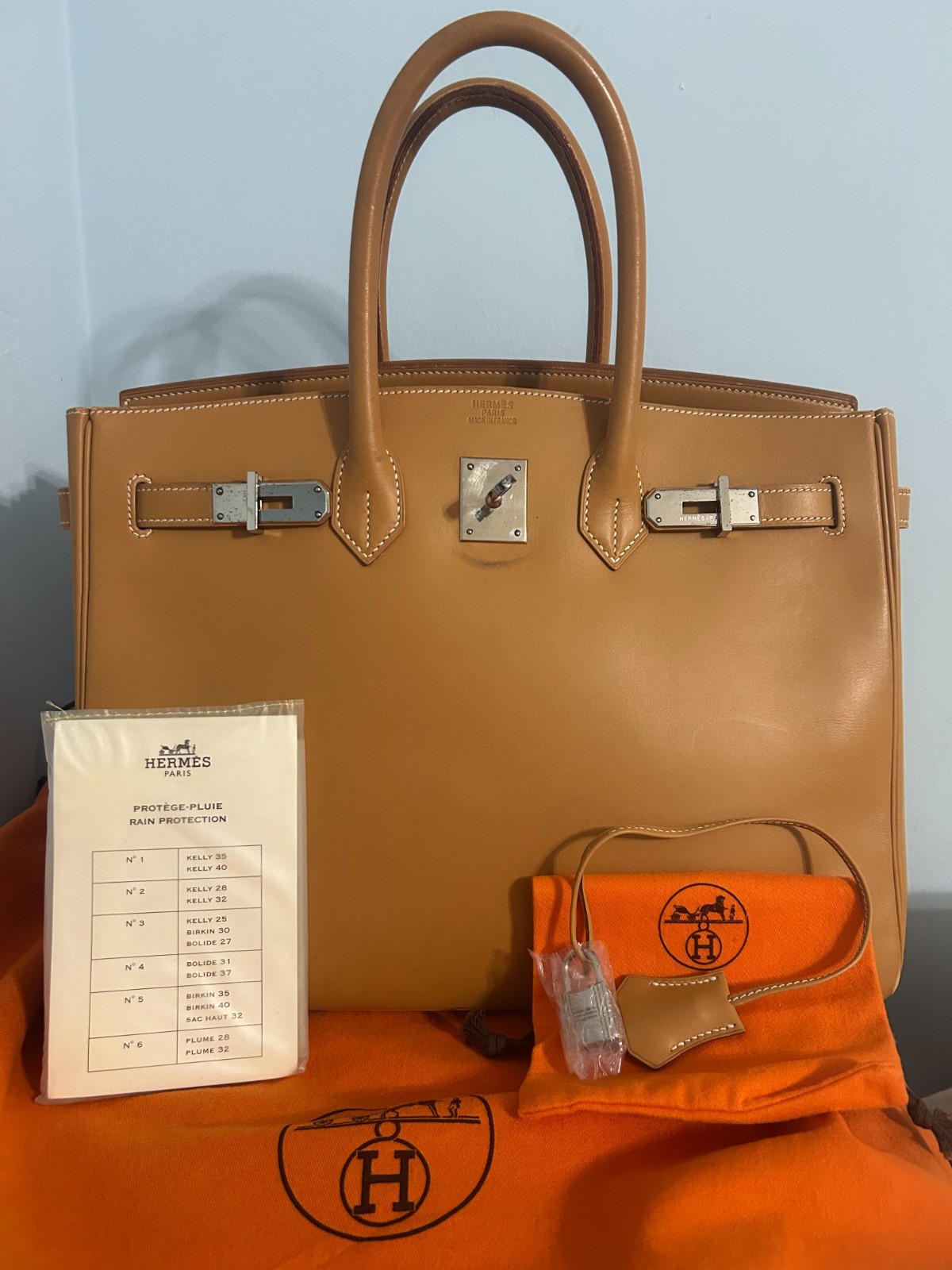 Hermes Birkin 35 Vache Naturel Palladium hardware tan/brown RARE