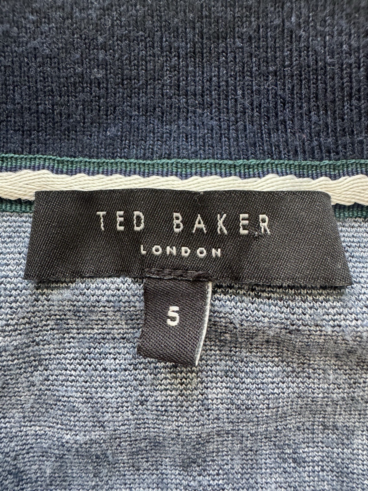 Ted Baker London Polo Shirt Mens Size 5 US XL Blue Geometric Pattern