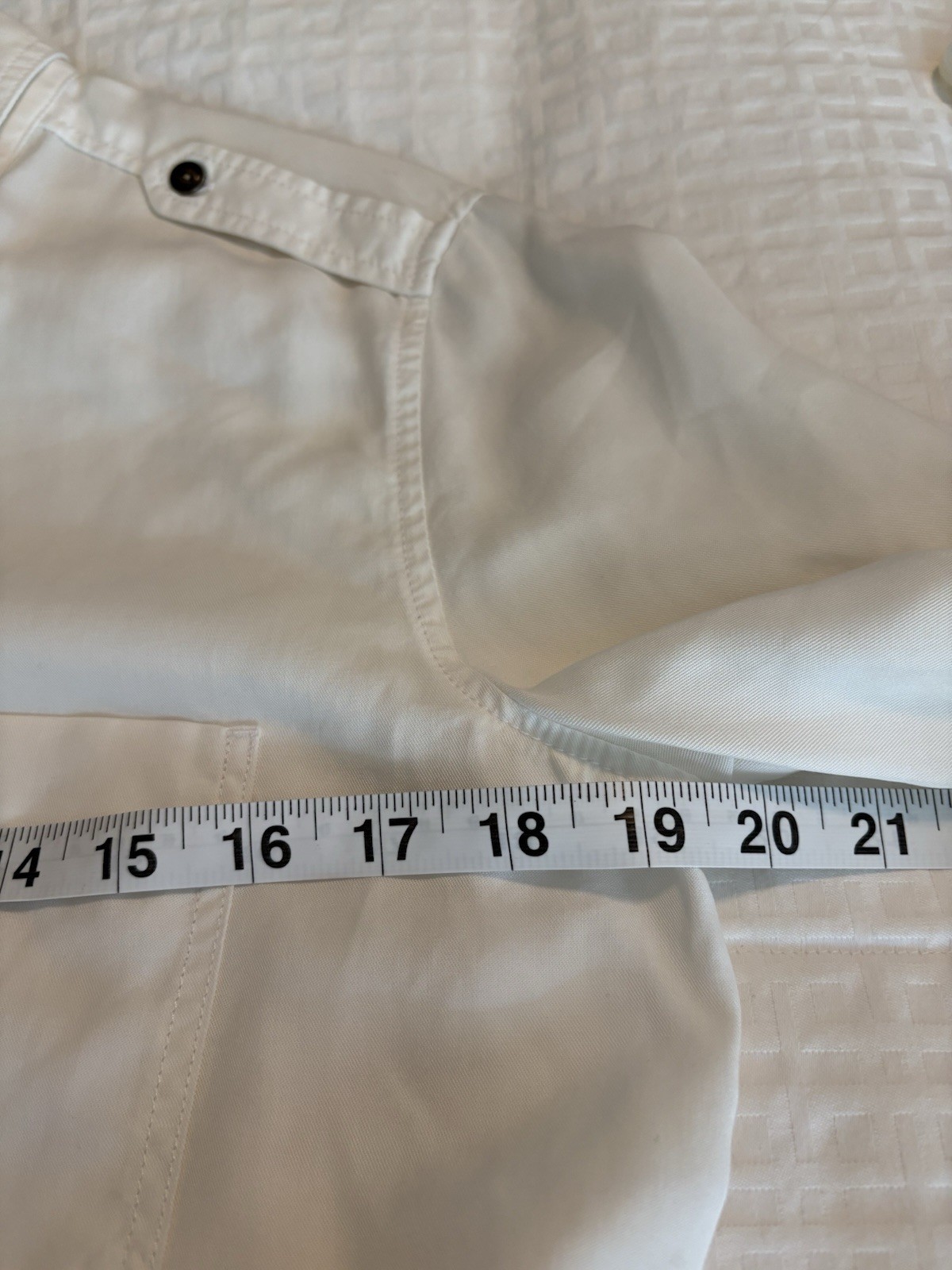 Express Boyfriend Utility Shirt White Oversized Tab Sleeves Size S School