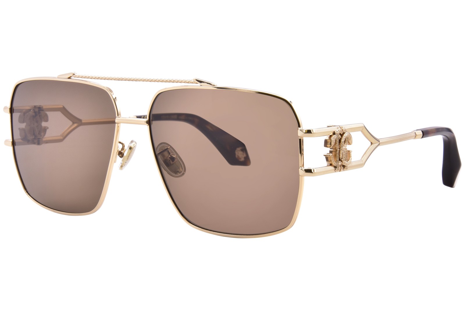 Roberto Cavalli SRC131 0300 Sunglasses Rose Gold/Brown Square Shape 61mm