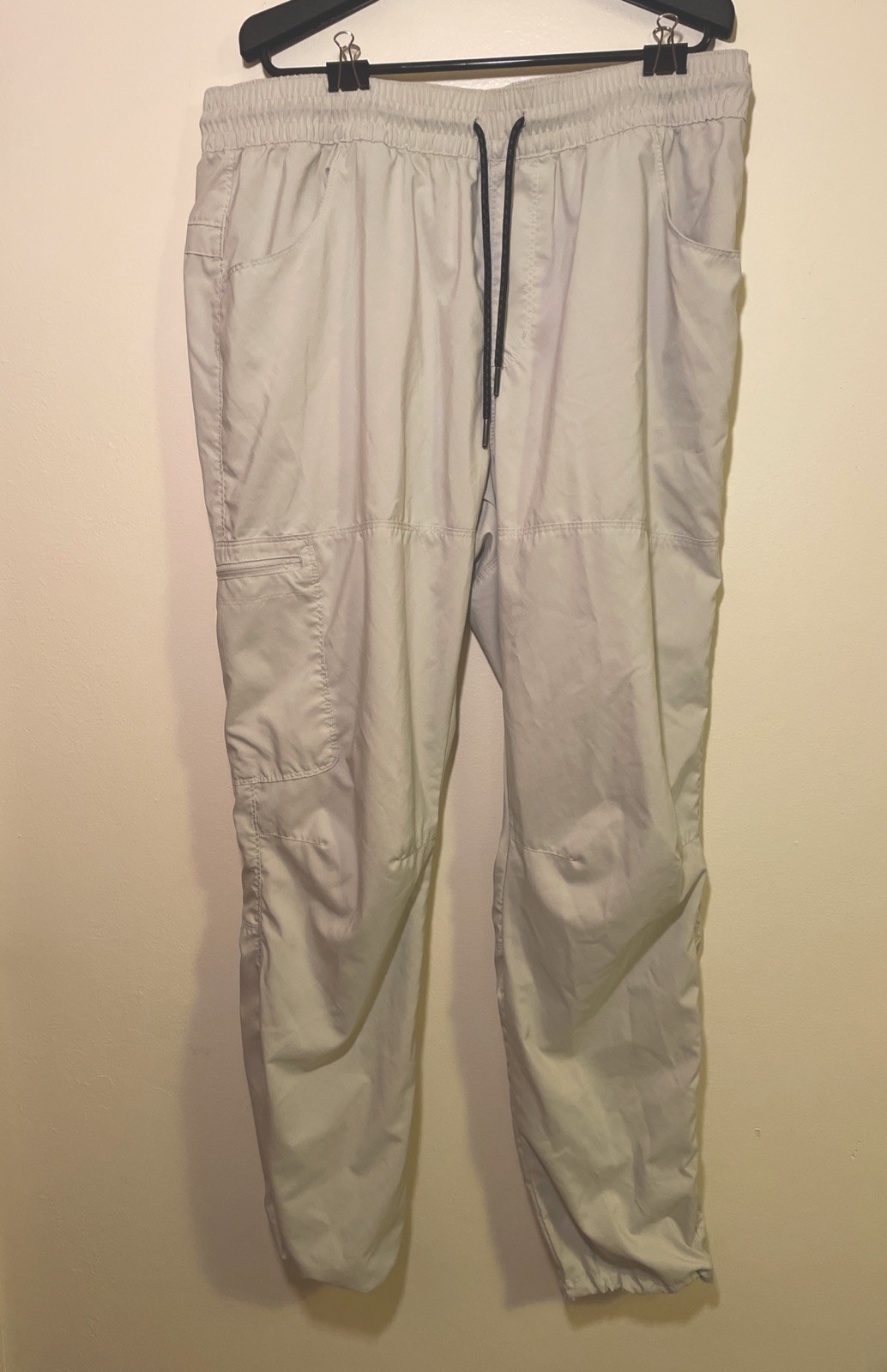 Columbia Men’s L White Hiking Pants Elastic Drawstring Waist Zip Cargo Pockets