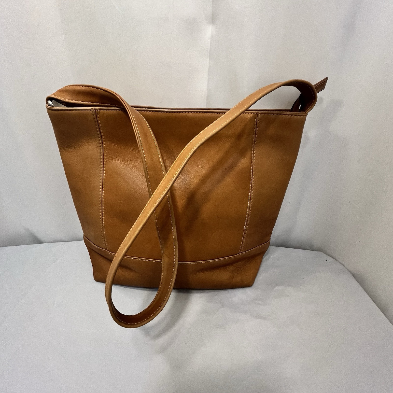 Le Donne Leather Collection Purse Shoulder Bag Soft Brown Bag Zip Top