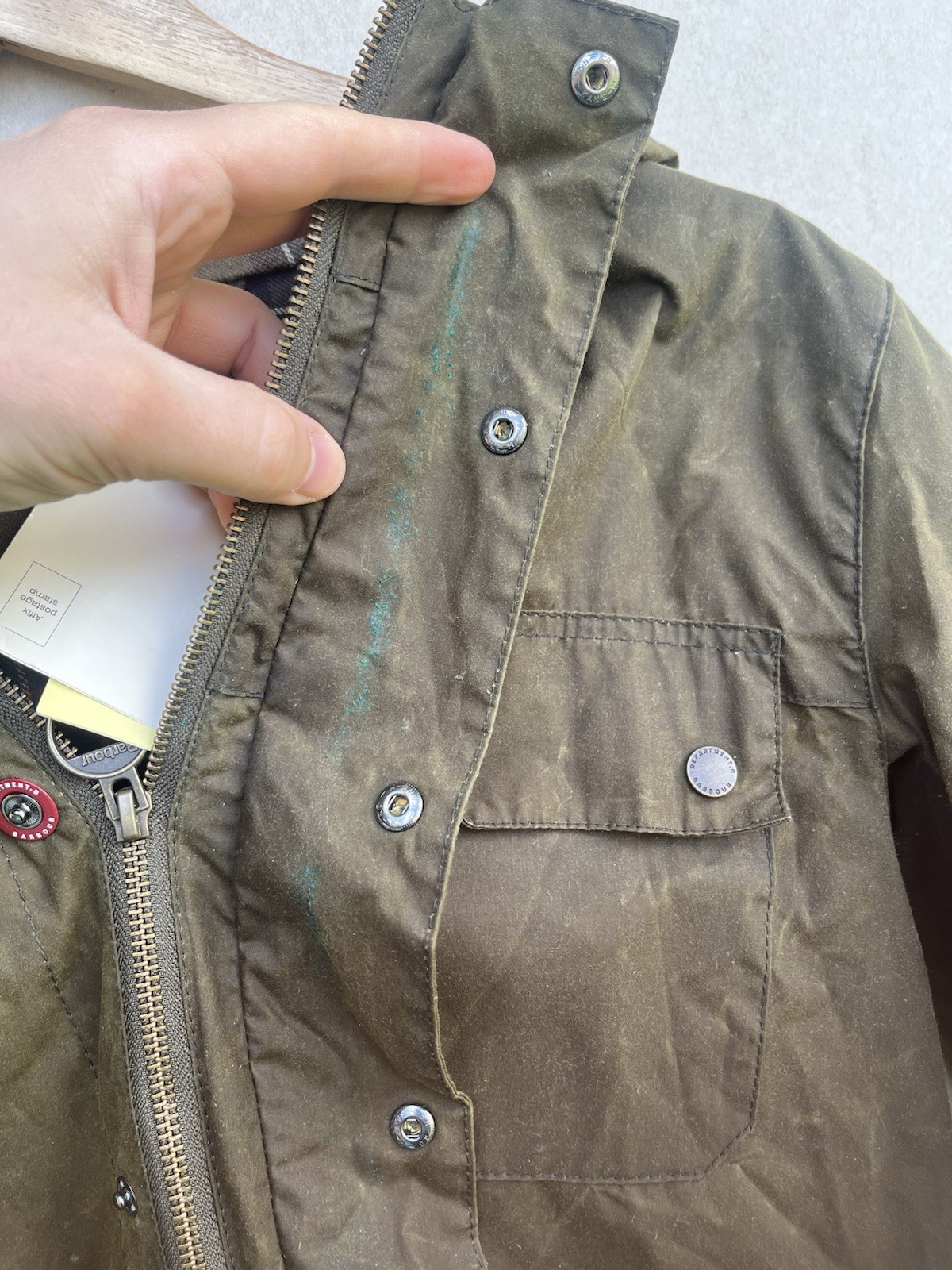 Barbour Dept B Solway Durham Wax Jacket Hooded Beeswax Men’s Olive – Small