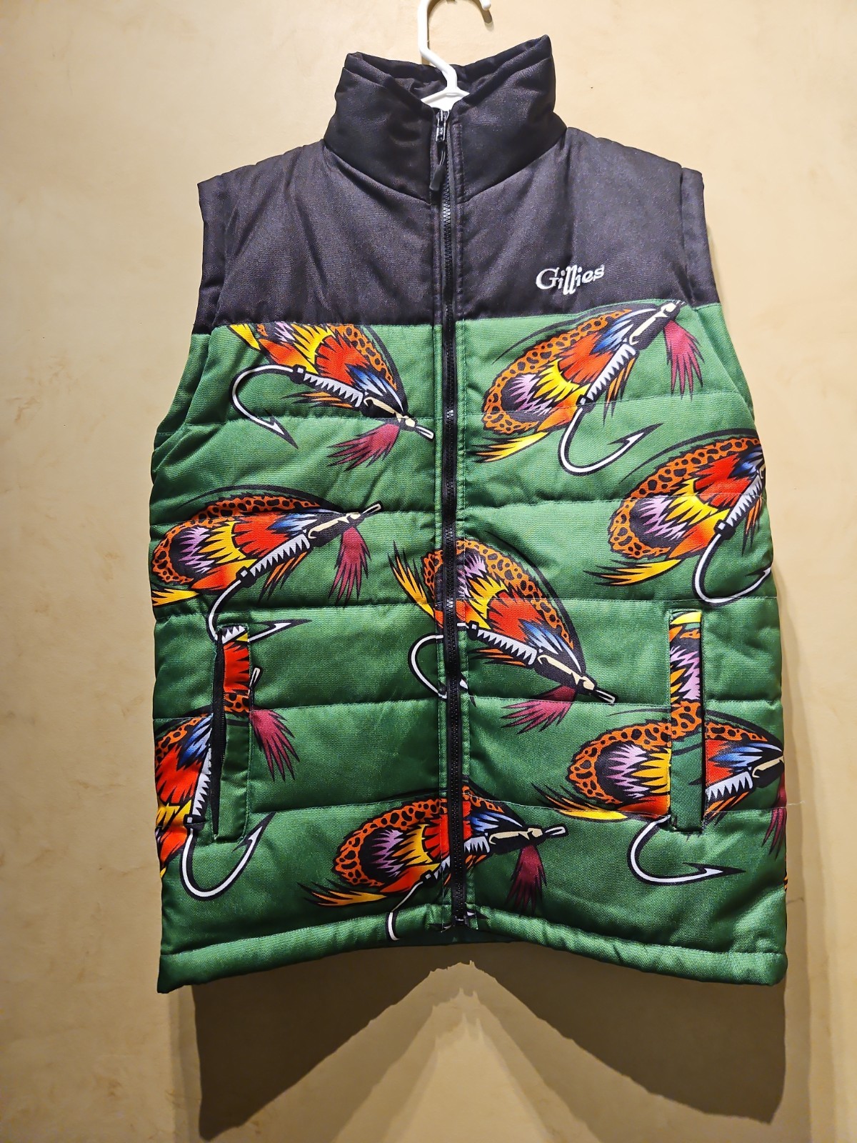 T211) Fly Fishing Vest Puffer Quilted Gillies Heritage Large Water Resistant