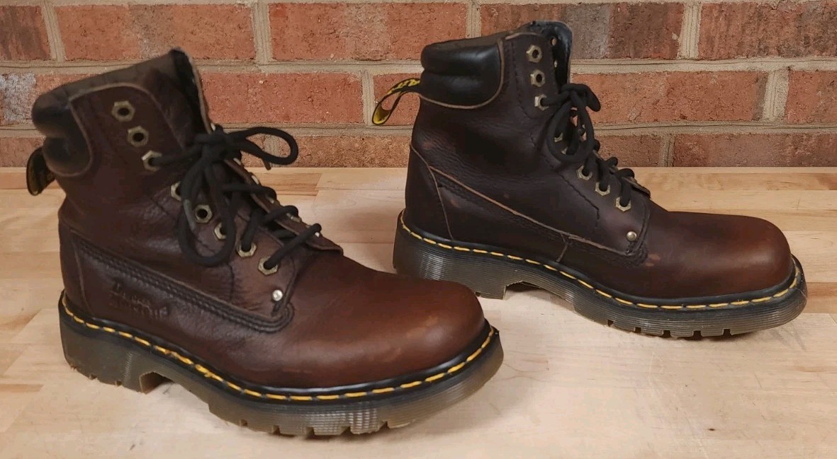 Dr. Martens 8A24 Brown Leather Work Boots Made In England Size 9US 8UK
