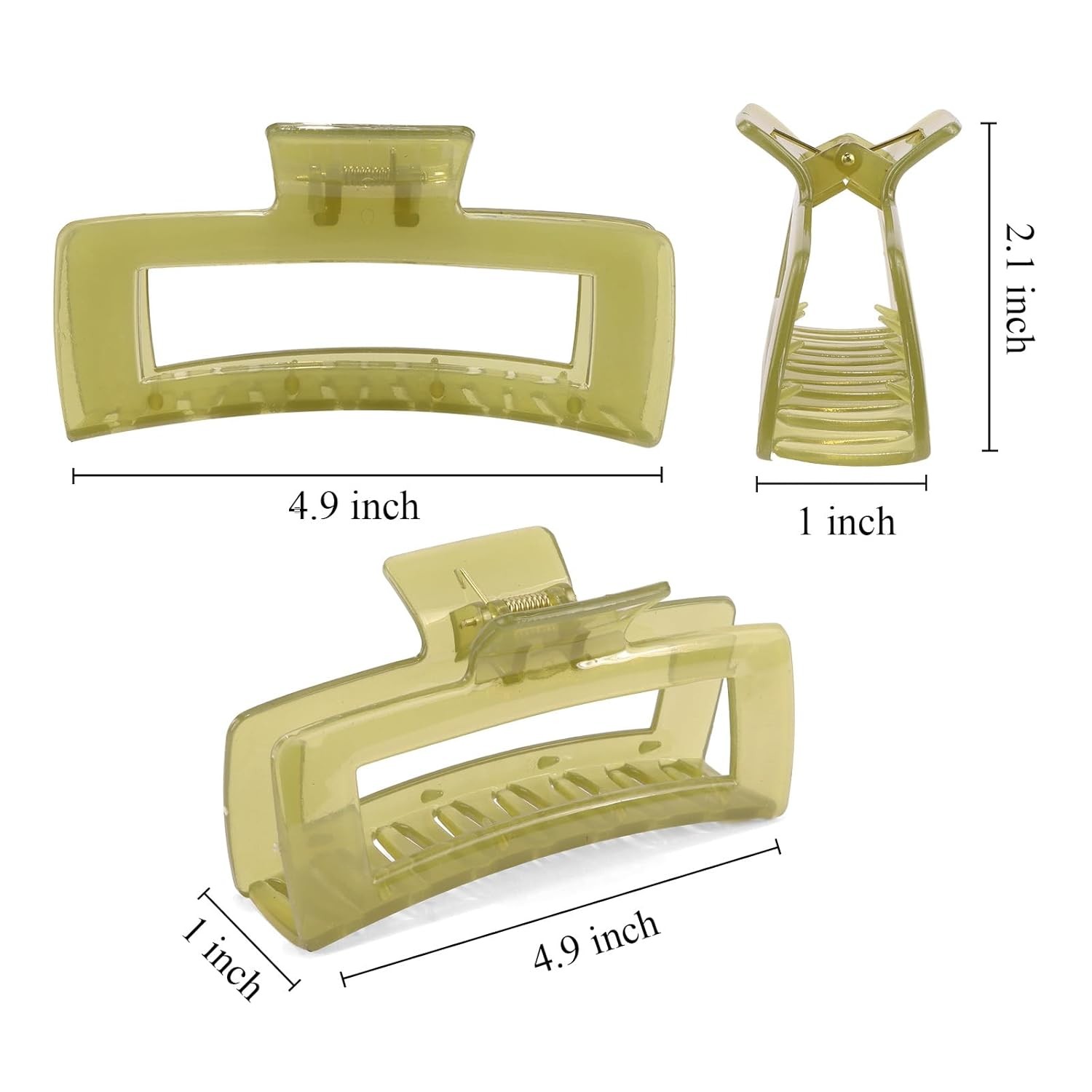 3PCS 5in Large Rectangle Hair Claw Clips for Thick Hair Non-slip for Women Girls