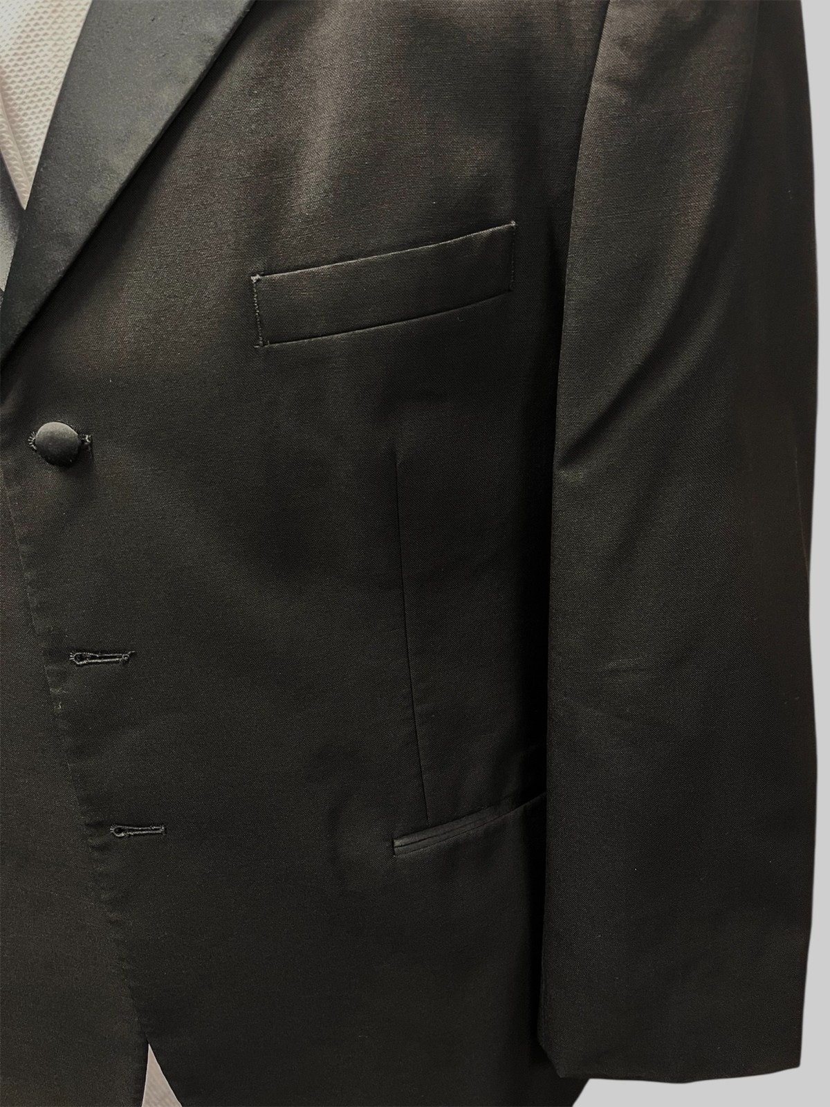 Men’s Black After Six Prado 3 Button Tuxedo Jacket Prom Wedding Formal Gala