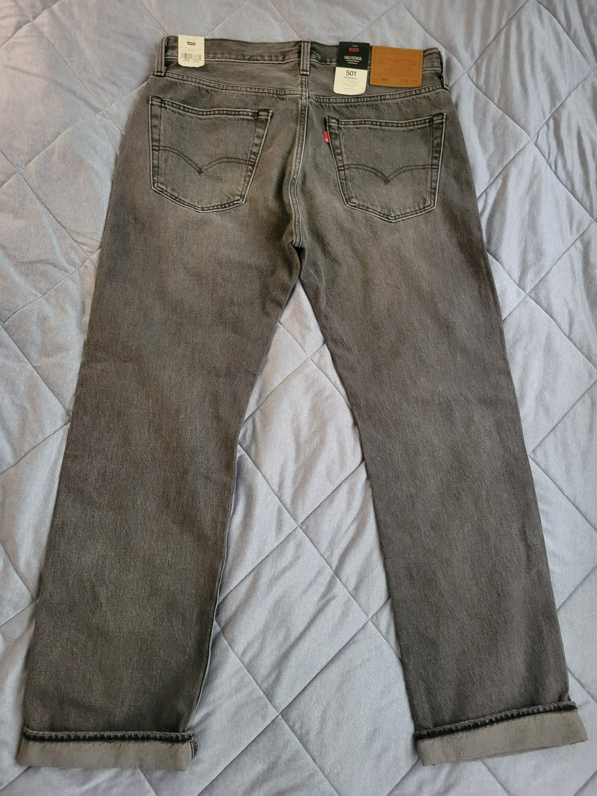 Levi’s 501 Selvedge Men’s Premium Straight Fit Jeans 36×32 Black Ash 005013658