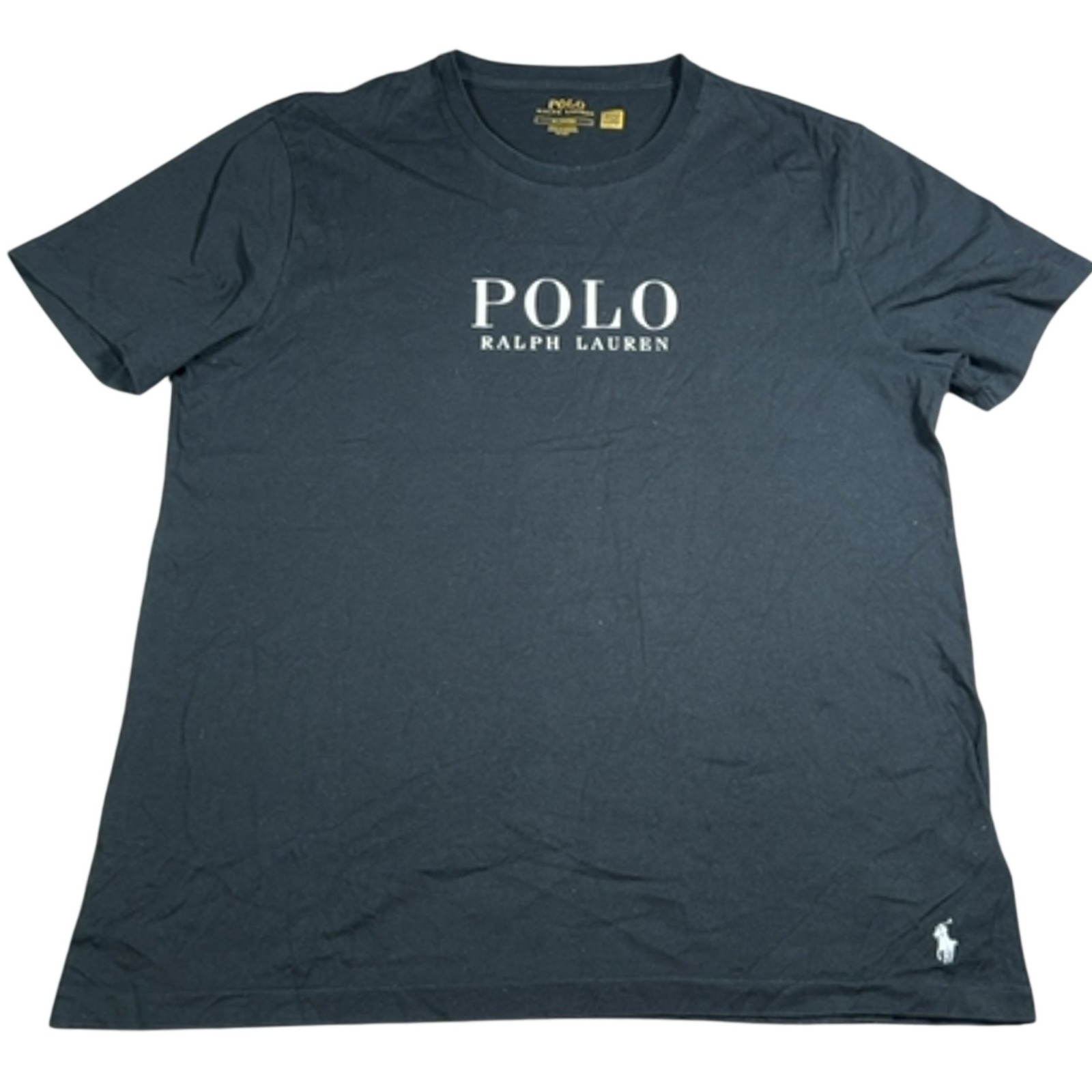 Ralph Lauren T Shirt Mens M Black Crew Neck Embroidered Pony Tee Summer Holiday