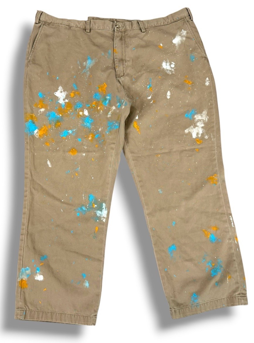 CUSTOM POLO RALPH LAUREN 44X29 ARTIST PAINT SPLATTER DISTRESSED PANTS CHINOS