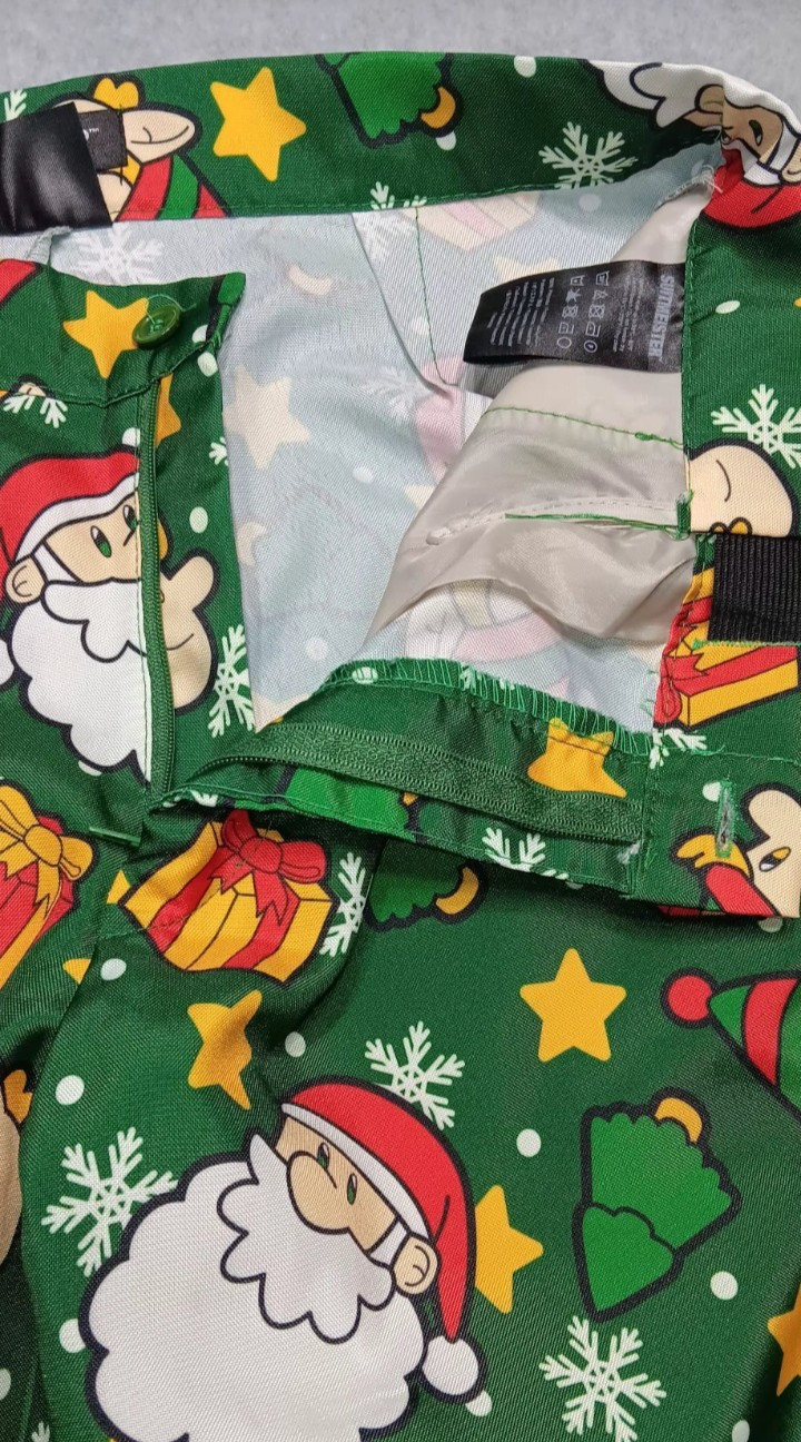 Suitmeister Christmas Slacks Dress Pants Mens Size S 34-36 Green Santa Holiday