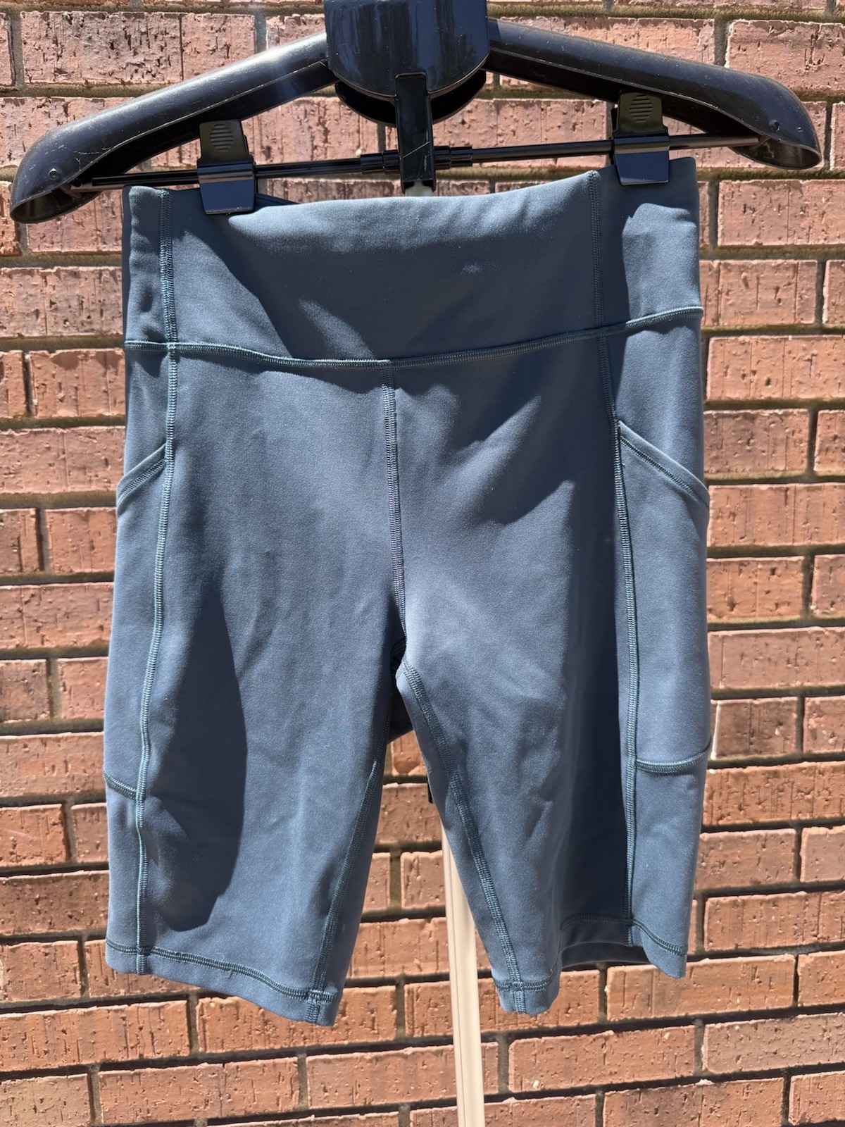 Lululemon Fast and Free Biker Short Compression Blue Women Size 8 Teal High Rise