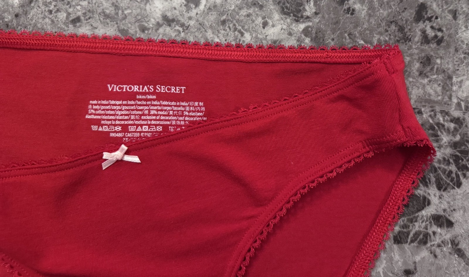 NWOT VICTORIA’S SECRET XL RED LIGHT PINK BOW PICOT TRIM BIKINI PANTIES