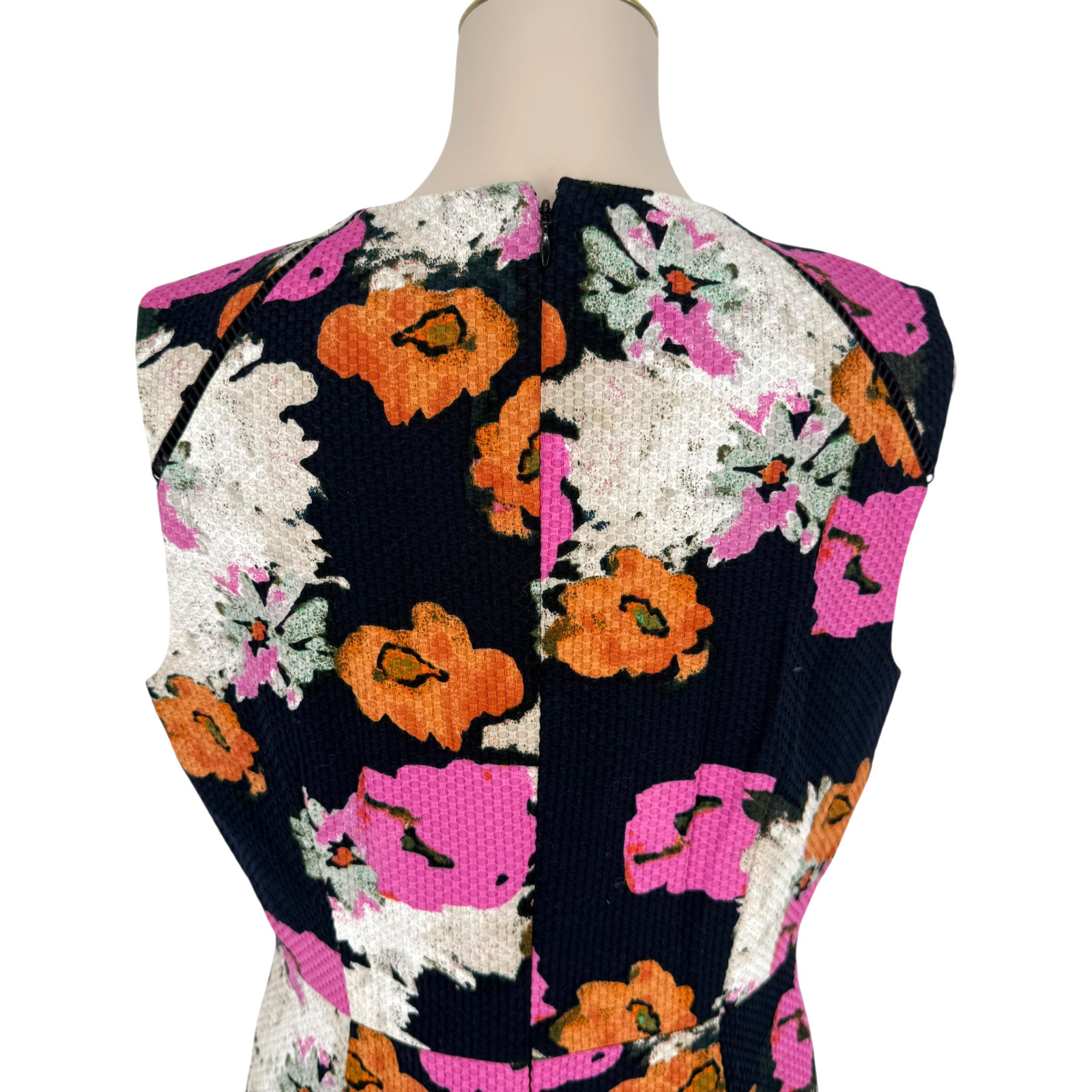 J.Crew Floral Sheath Dress 12 Portfolio Navy Pink Petunia Matelasse Sleeveless