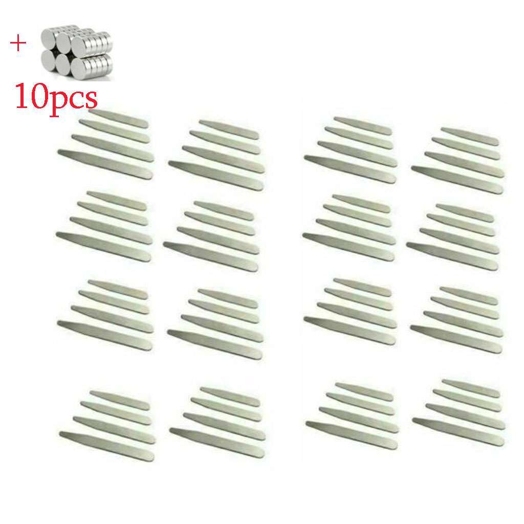 For Mens 10-40 Metal Collar Stays 10 Magnets Dress Shirts Premium Stainless Iron
