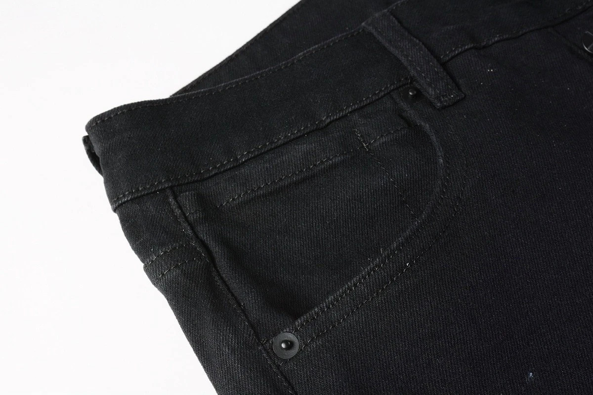 New KSUBI Men’s Fashion Splash-ink Slim Fit jeans Black Simple Leisure Pants