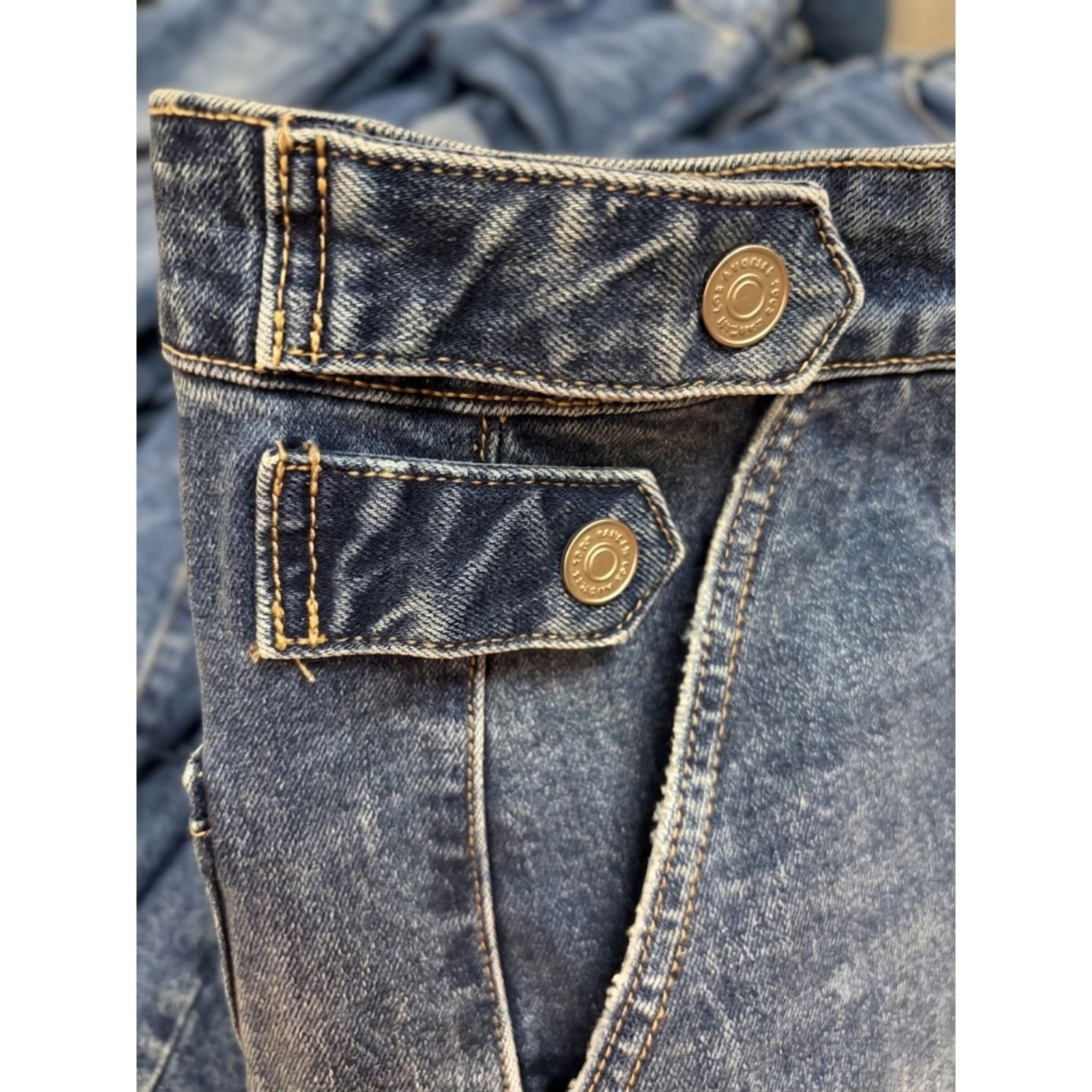 Kancan High Rise Wide Leg Jeans Medium Wash Utility Patch Pocket Size 11/29