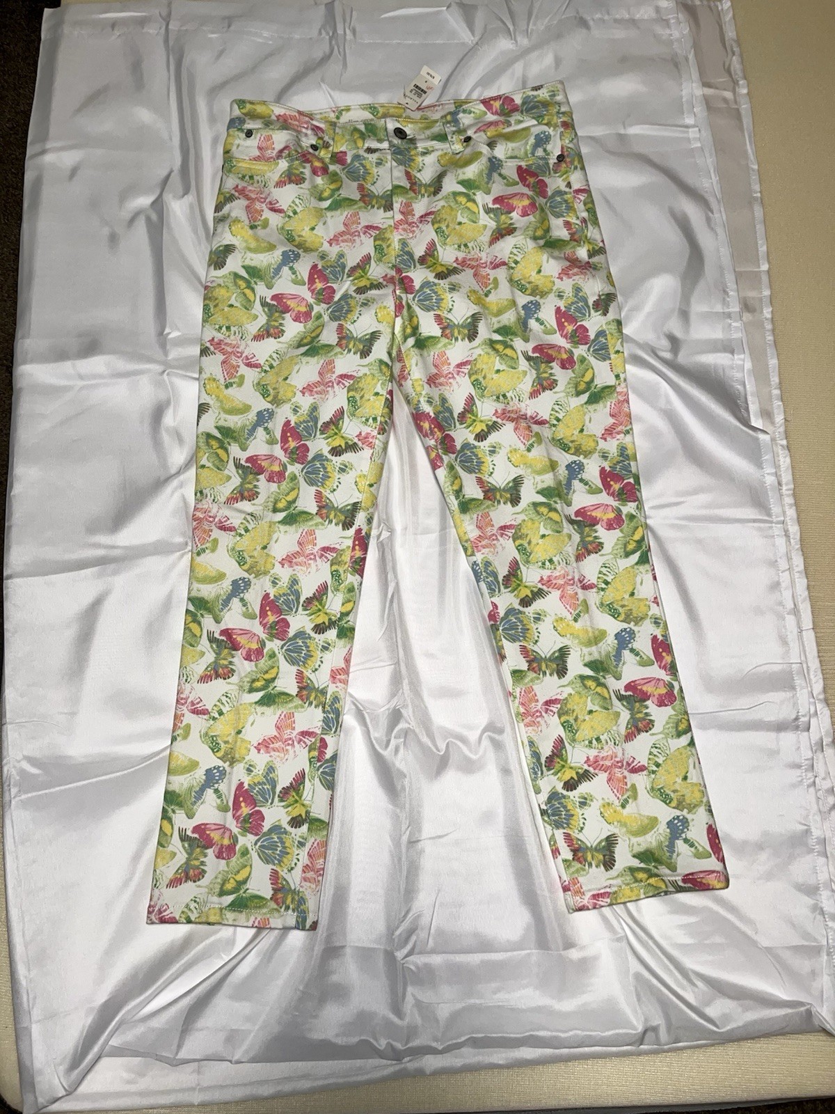Talbots Women’s Slim Cropped Floral Denim Jeans Stretch 5-Pocket Size 8