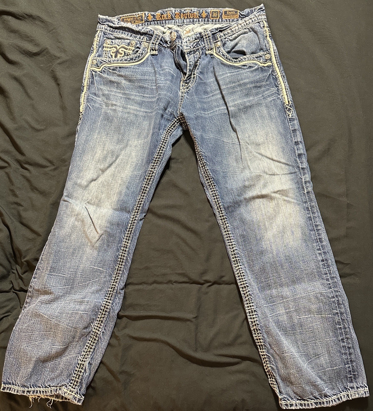 Rock Revival ENOCH Relaxed Straight Jeans Men’s 36 38×30