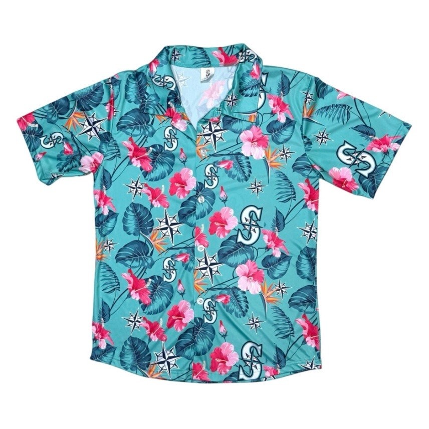 Seattle Mariners Hawaiian Shirt 2023 Mens Size M Baseball Tropical Button Up