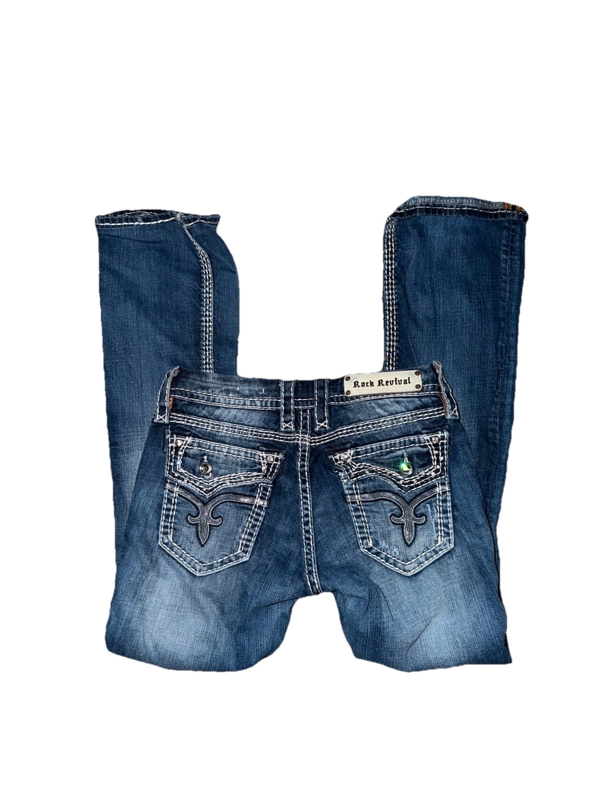 Rock Revival Women’s Mid Rise Bootcut Medium Wash Blue Denim Jeans 5-Pocket