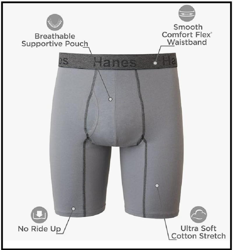 Hanes Men’s 3-Pack Comfort Flex Boxer Briefs Fit Ultra Soft Cotton Stretch Wick