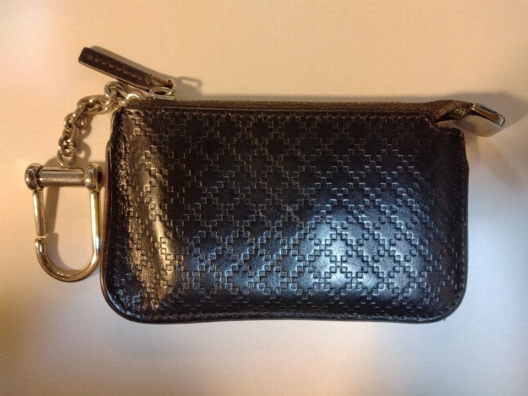GUCCI Diamante Coin Case with Keyring Dark Brown