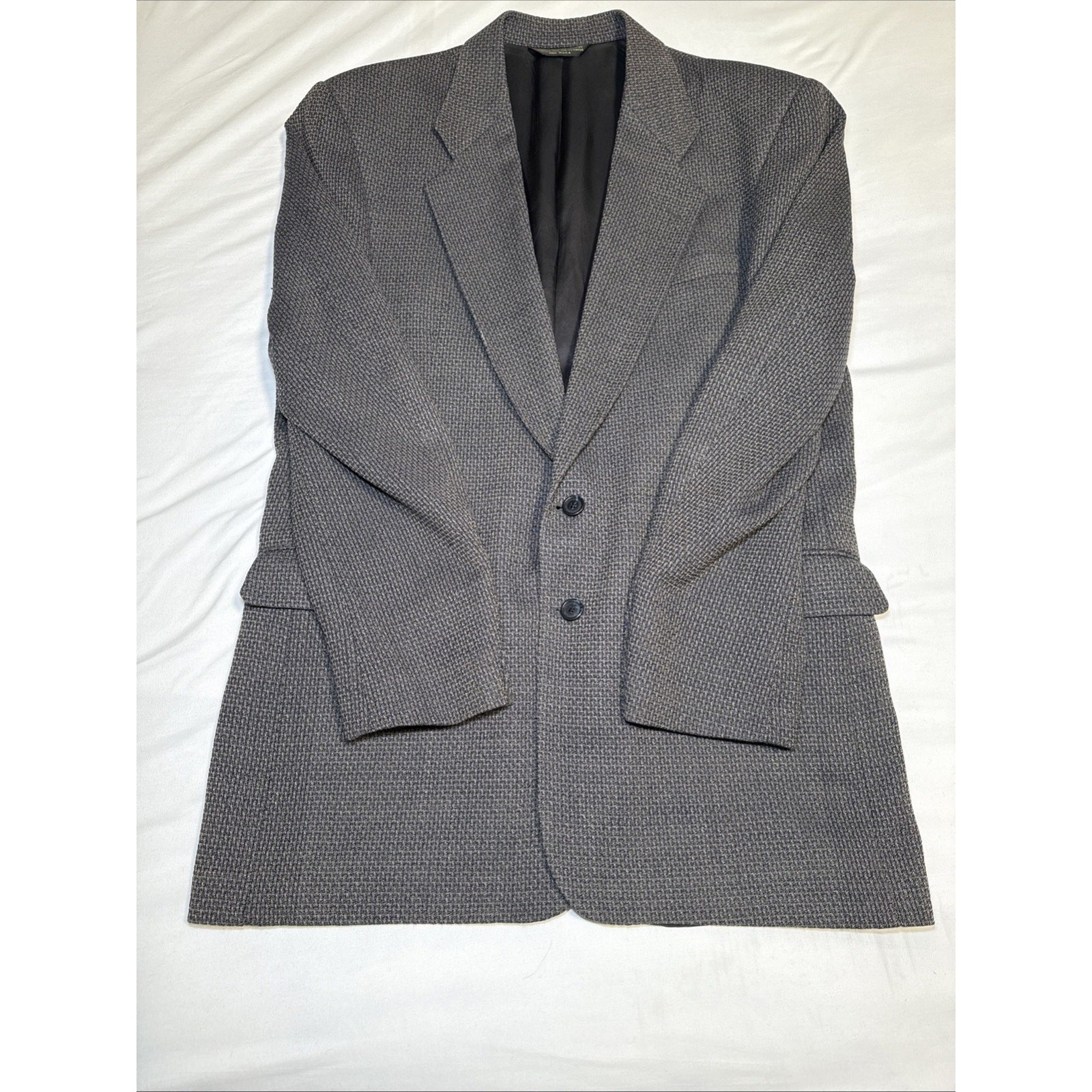 Lineage Soft Sport Coat Mens 42 Brown Black Blazer Jacket Pure Wool VTG USA