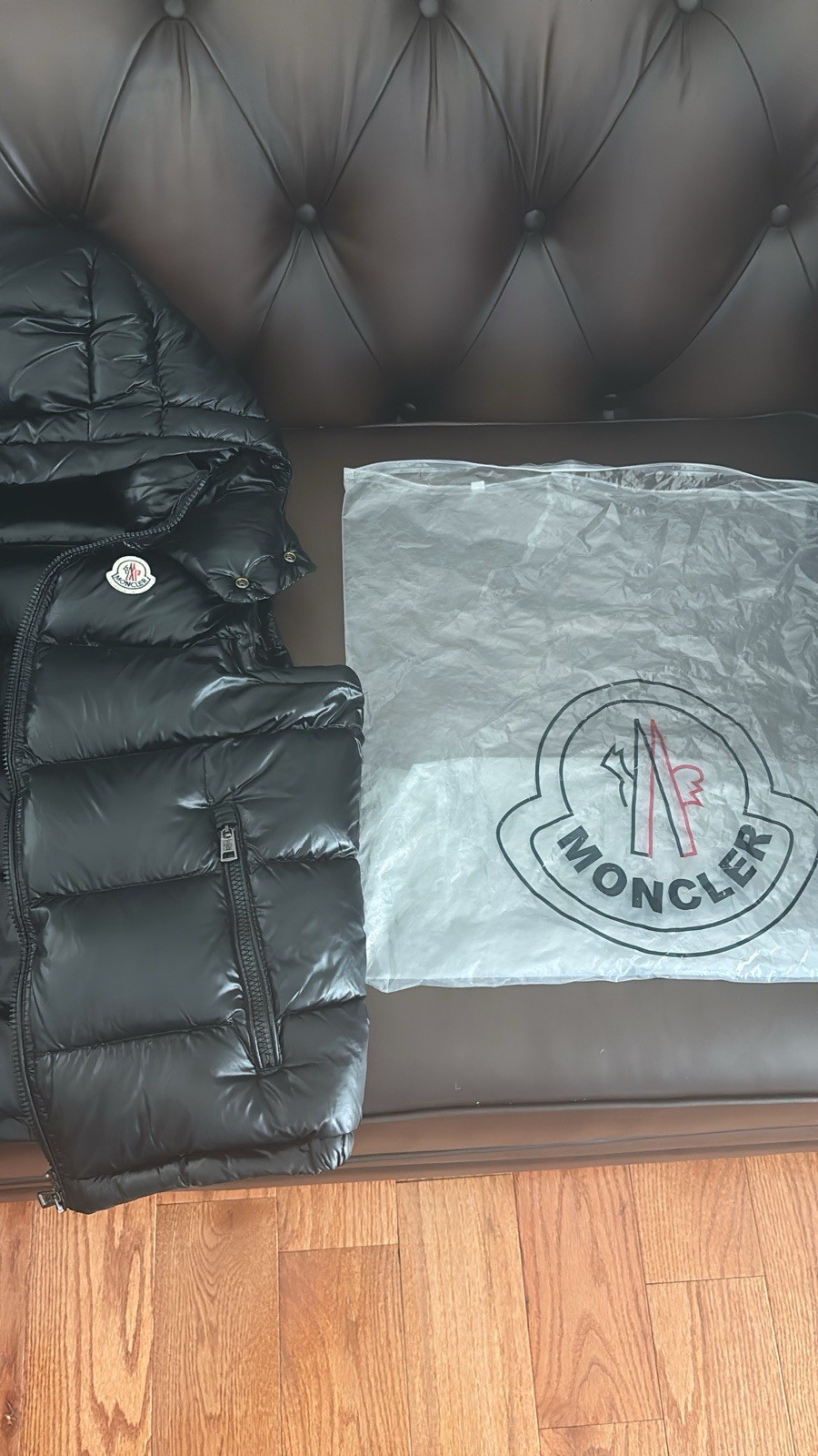 Moncler Men’s Black Hooded Down Puffer Vest Full Zip Pockets