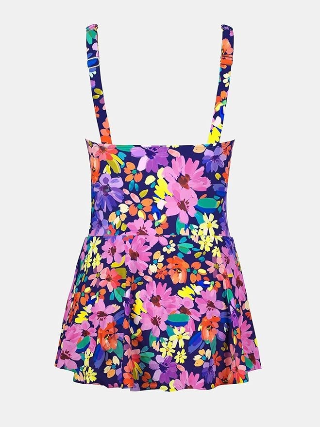 One‑Piece Swimsuit Bathing Suit Scoop Neck Swimdress Wide Straps Tie Knot Women