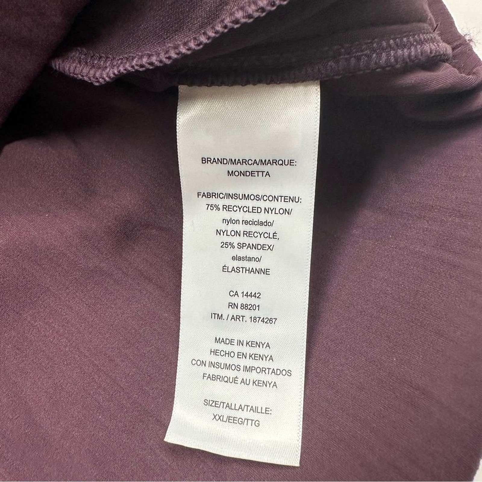 Mondetta Ribbed Quarter Zip Pullover Top Plum Purple Size XXL Athletic Stretch