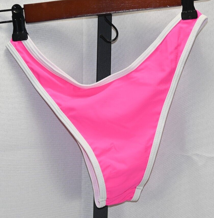 Hot Pink with White Accent Bikni Bottom NWOT Size S 82% Polyamide 12% Elasthane