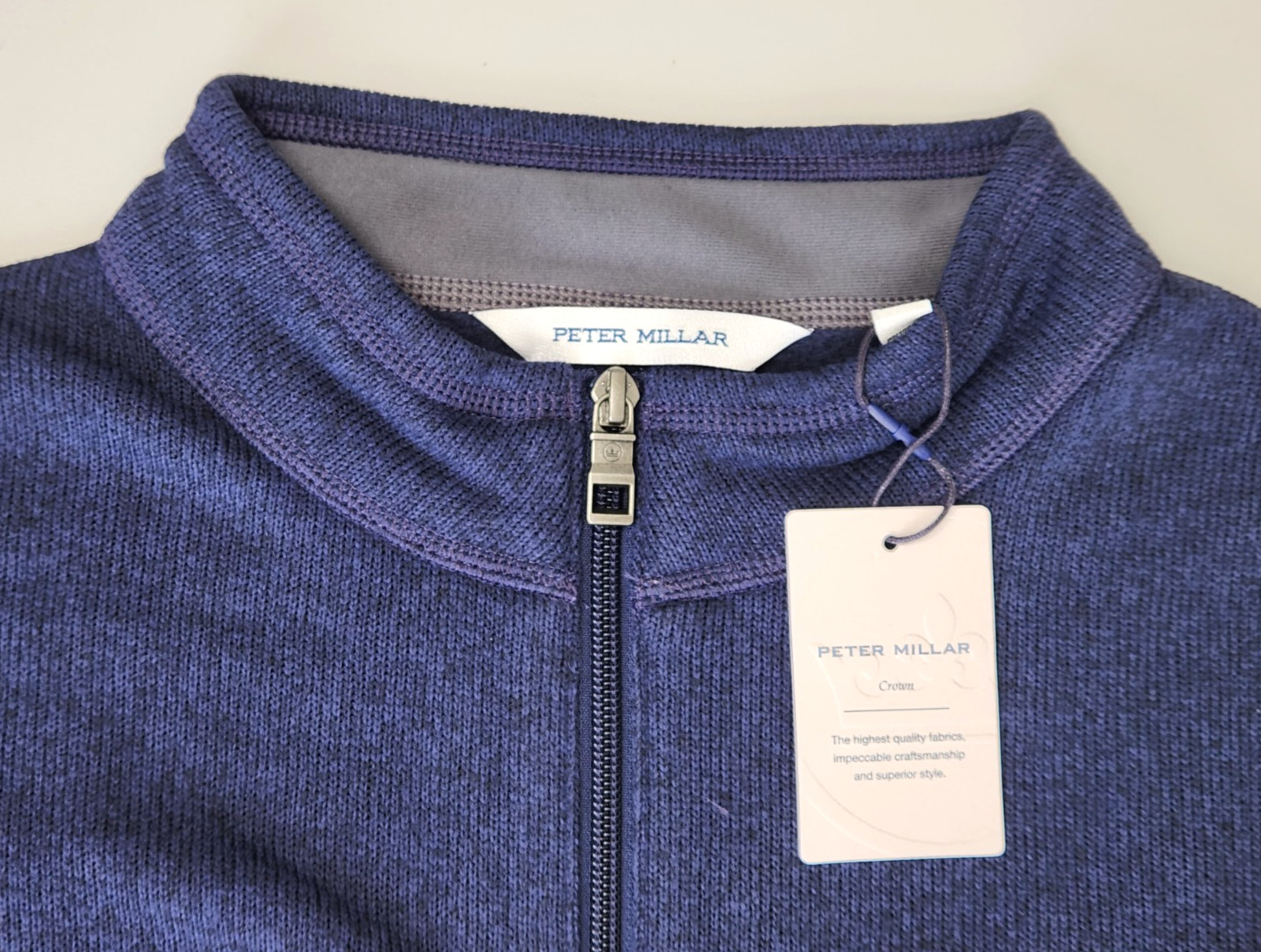 Peter Millar Crown Sweater Full-Zip Fleece Vest Navy Blue Men’s Size L Large NEW