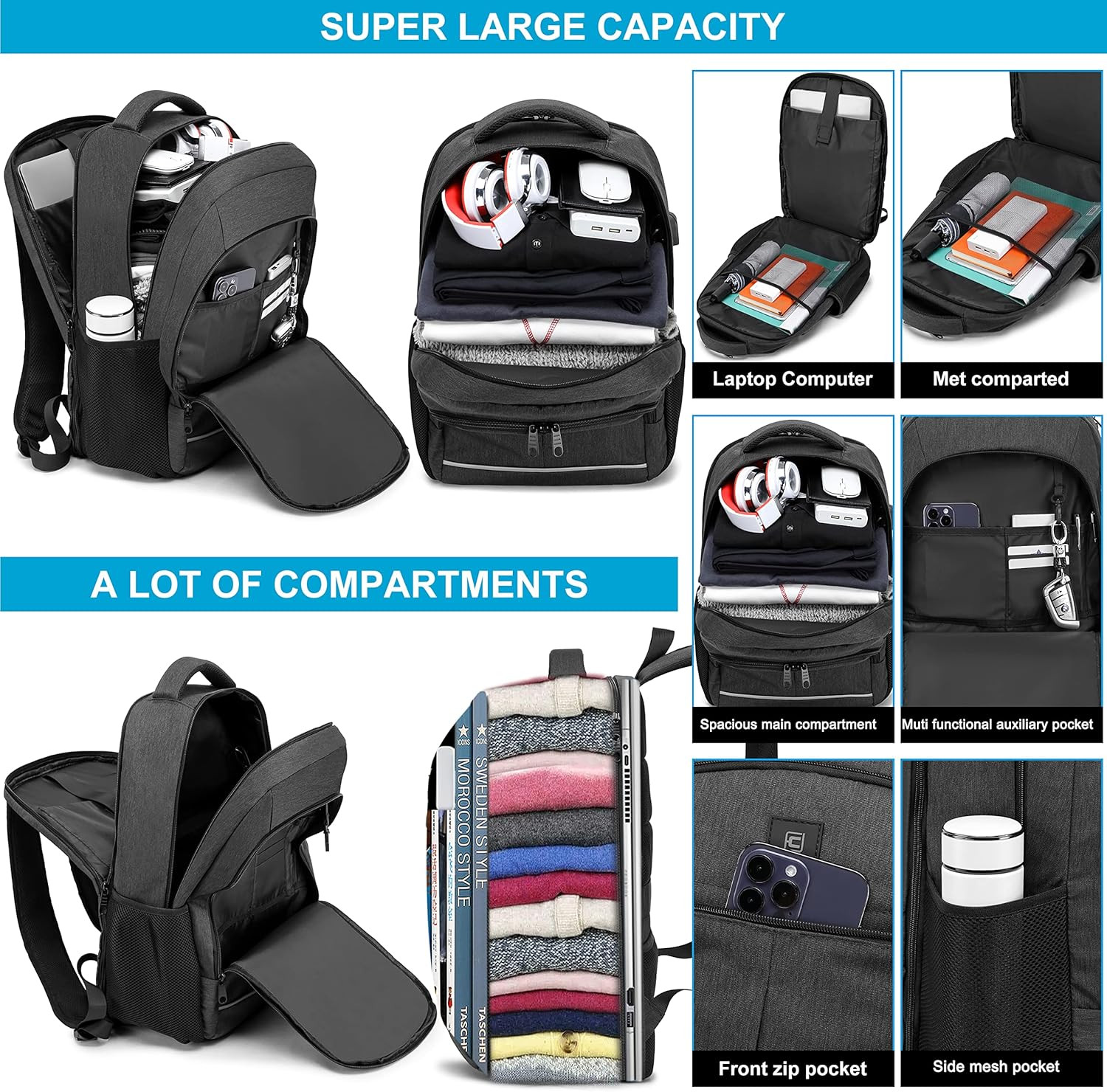 17.3 Inch Laptop Backpack, School Backpack,Large TSA Travel Carry on Backpack,Co