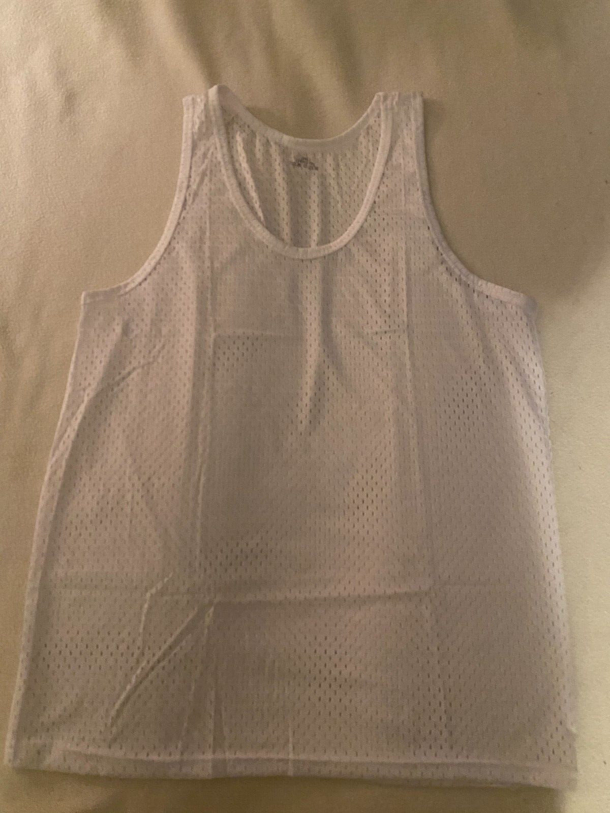 Unbranded NWOT mens 3XL white mesh tank top measurements