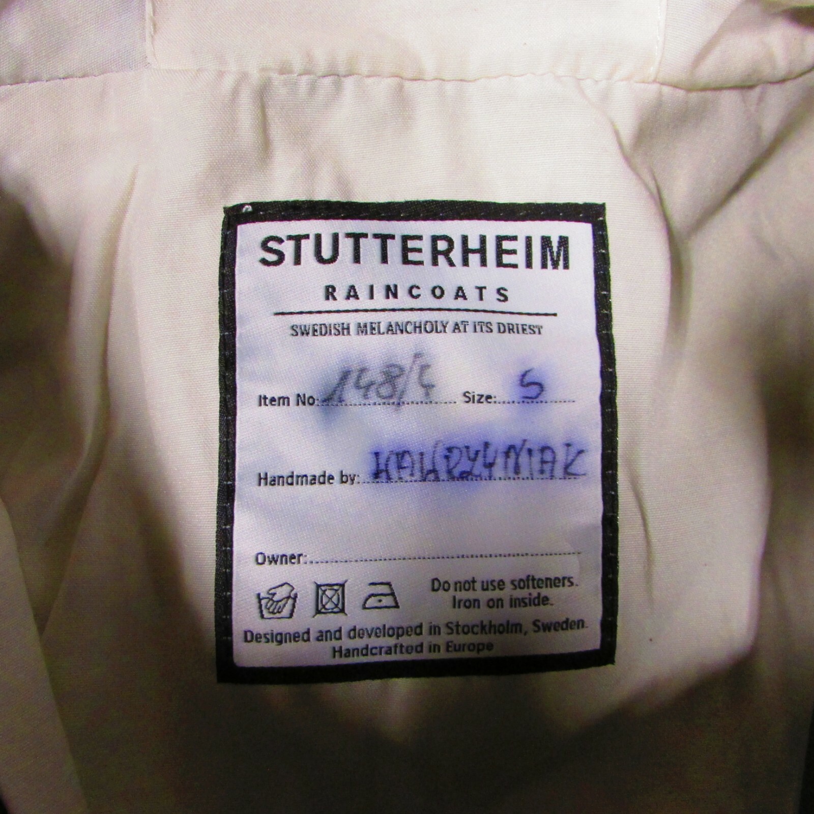 Stutterheim Arholma Raincoat Green Hooded, Size Small, MSRP $585.00, NWT