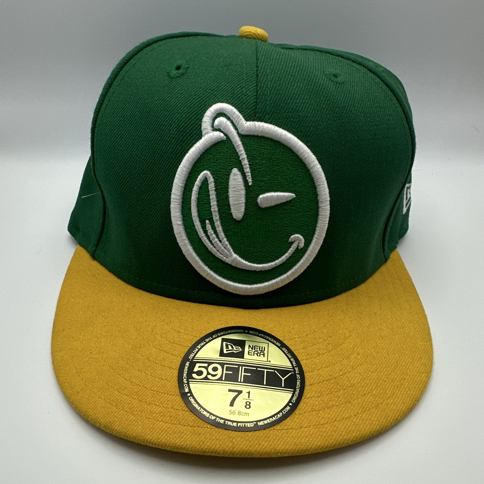 YUMS × New Era 59FIFTY Fitted Hat 7 1/8 Green Yellow OG Black Tag RARE ,85% wool