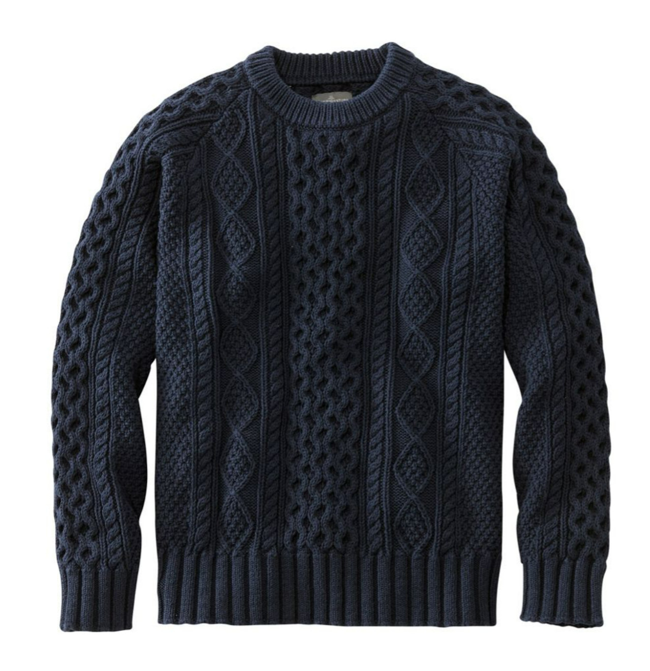 L.L. Bean Signature Small Navy Blue Fisherman Cable Knit Cotton Sweater