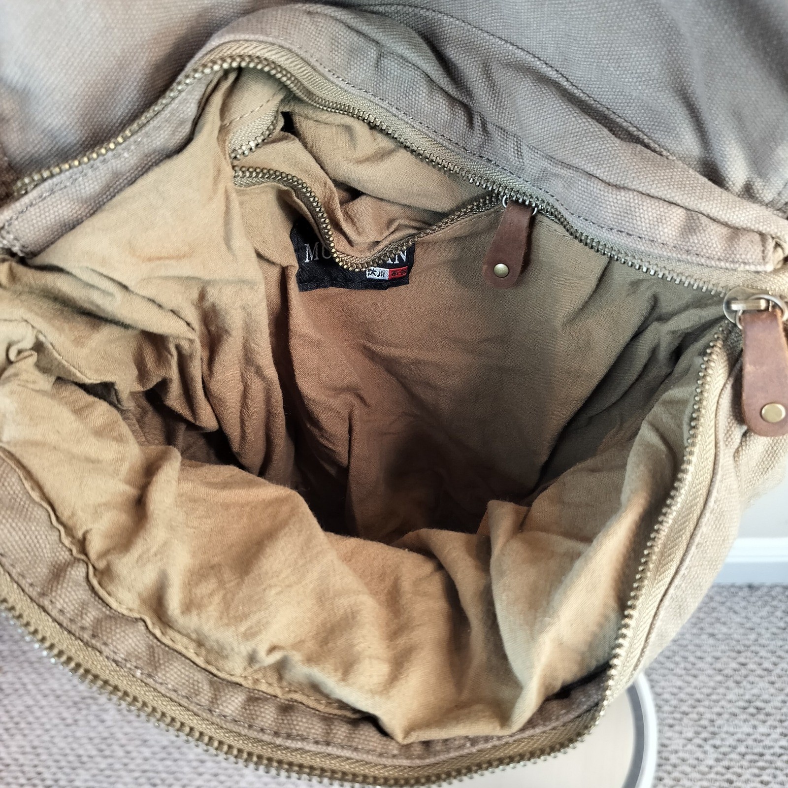 Muchuan Canvas & Leather Messenger Crossbody Bag Unisex Utility Gorpcore Rugged