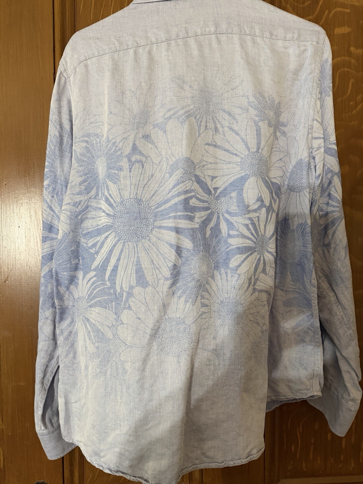 Baird McNutt Murano Men’s L Slim Fit Blue Floral Linen Long Sleeve Button-Up